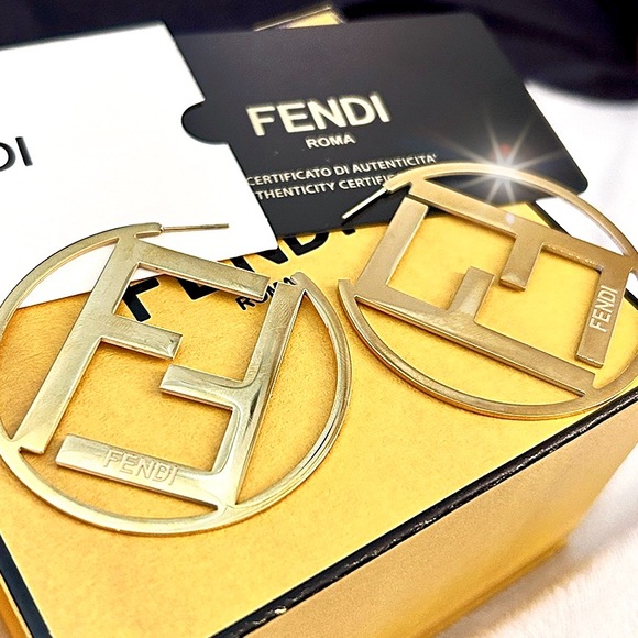 Fendi Jewelry - Authentic FENDI F is Fendi Large Hoop Earrings